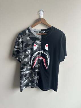 A Bathing Ape Bape Shark Split Camo T-Shirt Size L
